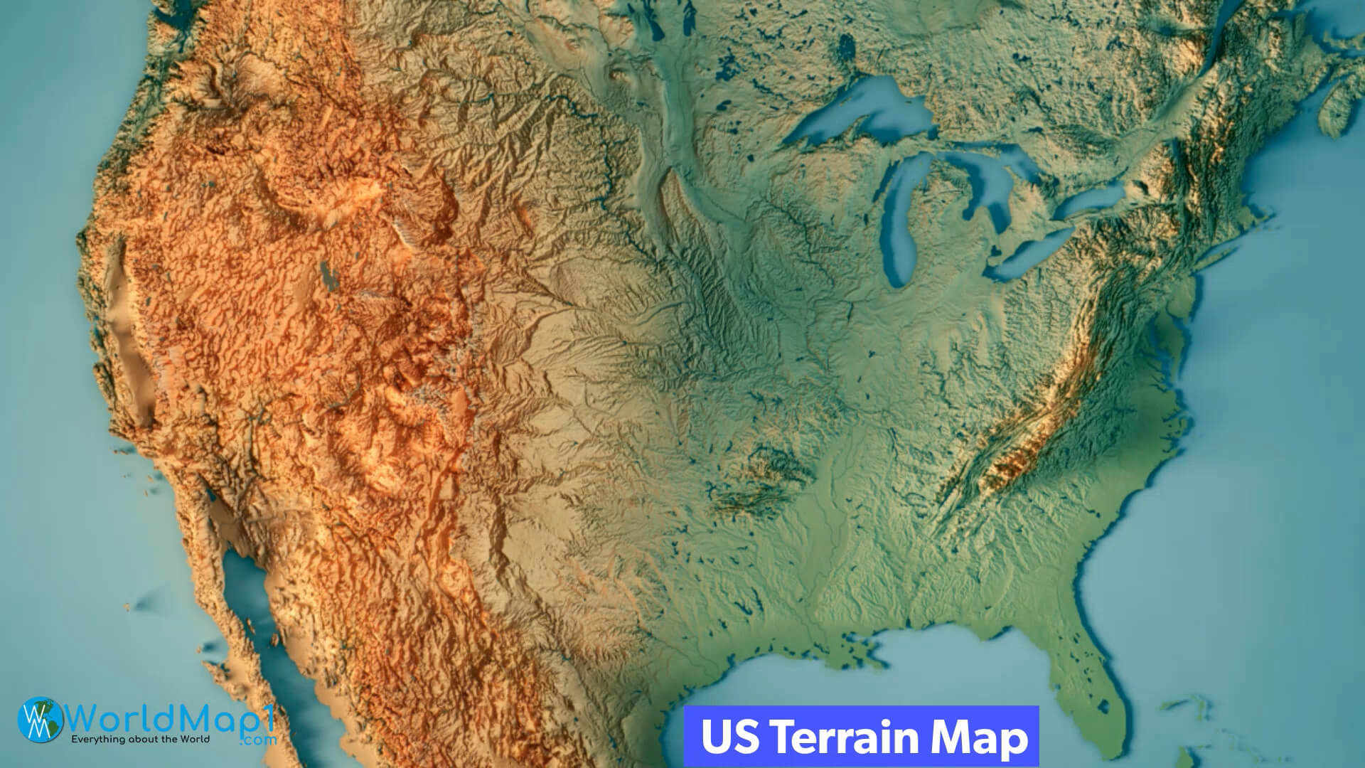 Terrain Map of USA